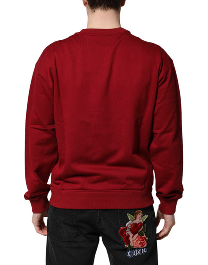 Dolce & Gabbana Men's Regular Fit Crew Neck Cotton Sweater - Red