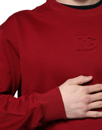 Dolce & Gabbana Men's Regular Fit Crew Neck Cotton Sweater - Red