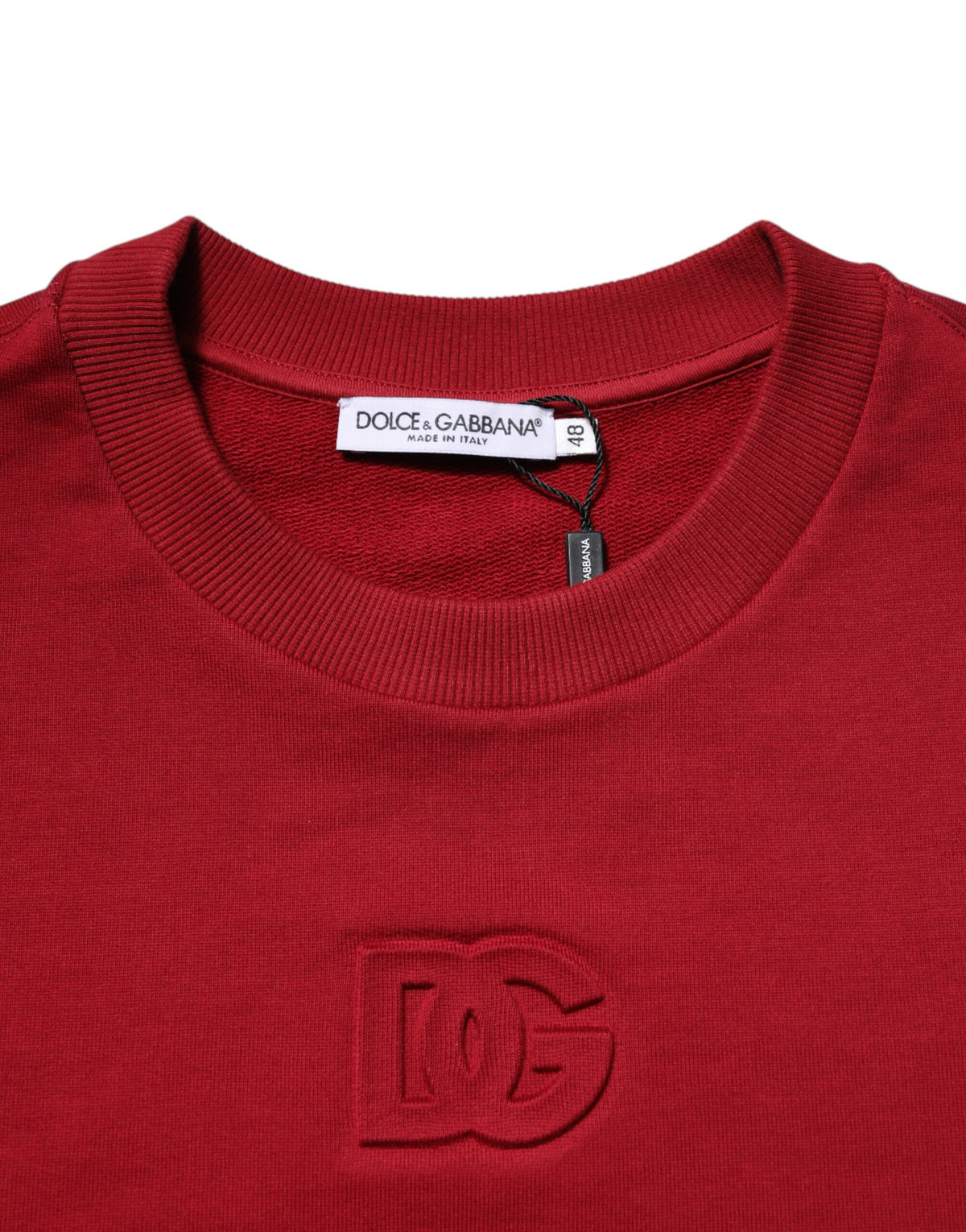 Dolce & Gabbana Men's Regular Fit Crew Neck Cotton Sweater - Red