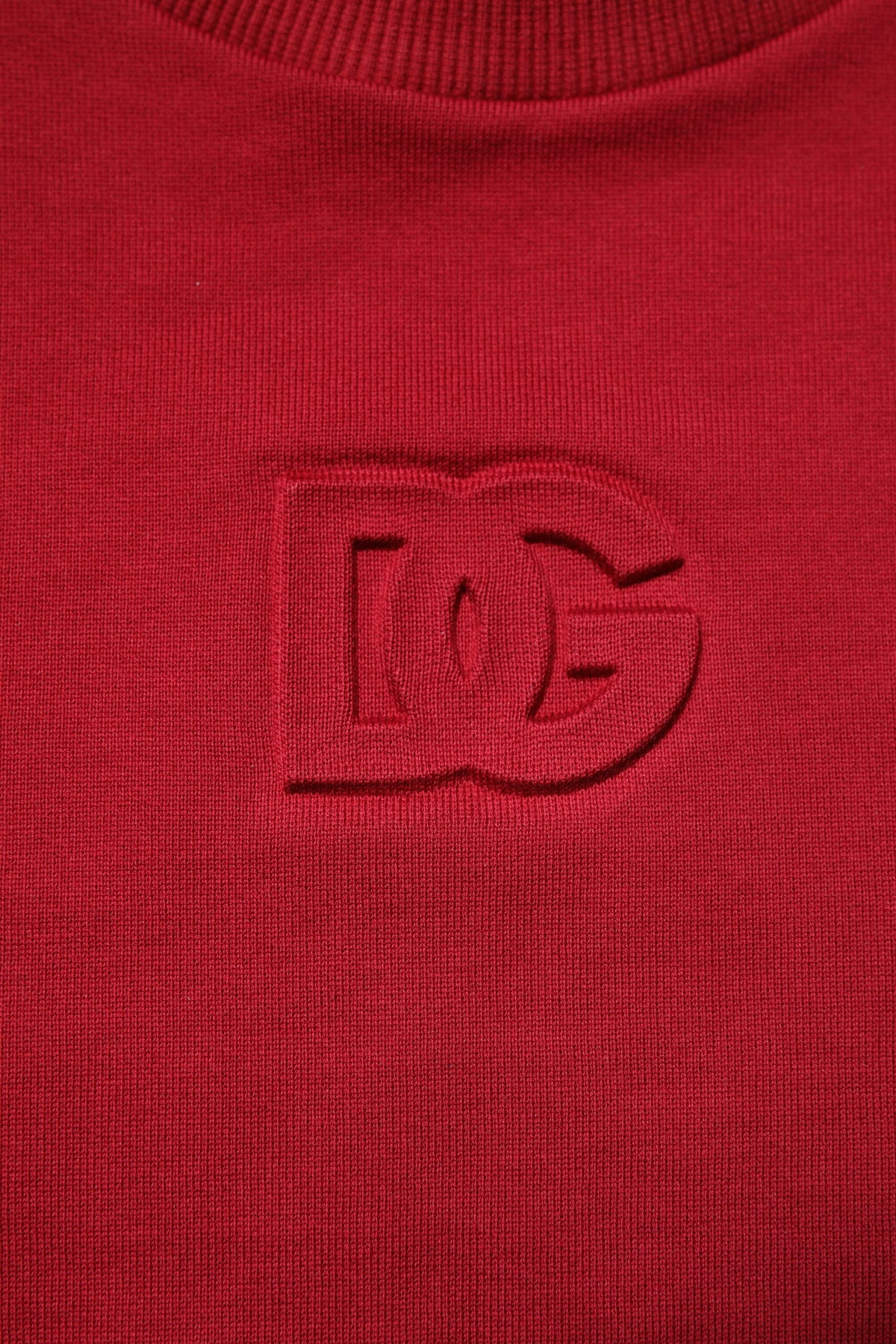 Dolce & Gabbana Men's Regular Fit Crew Neck Cotton Sweater - Red