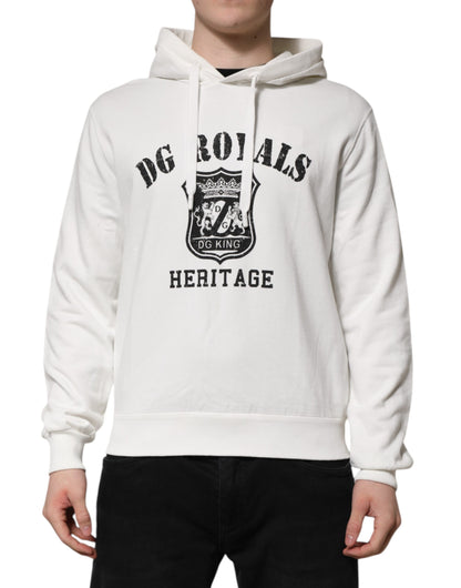 Dolce & Gabbana Men's Regular Fit Cotton Hoodie - White Print
