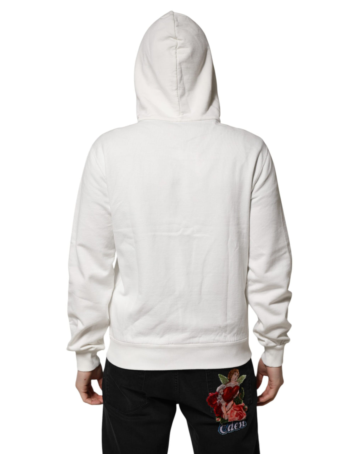 Dolce & Gabbana Men's Regular Fit Cotton Hoodie - White Print