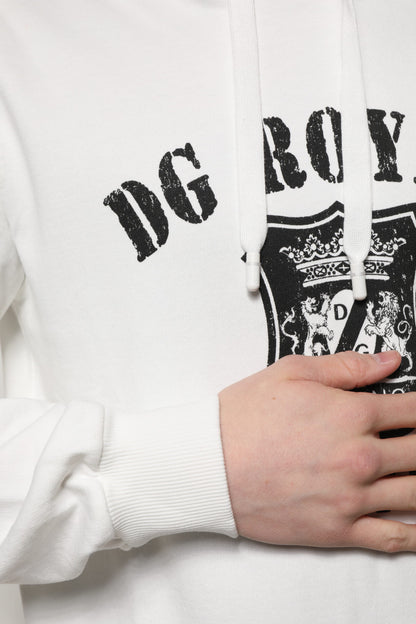 Dolce & Gabbana Men's Regular Fit Cotton Hoodie - White Print