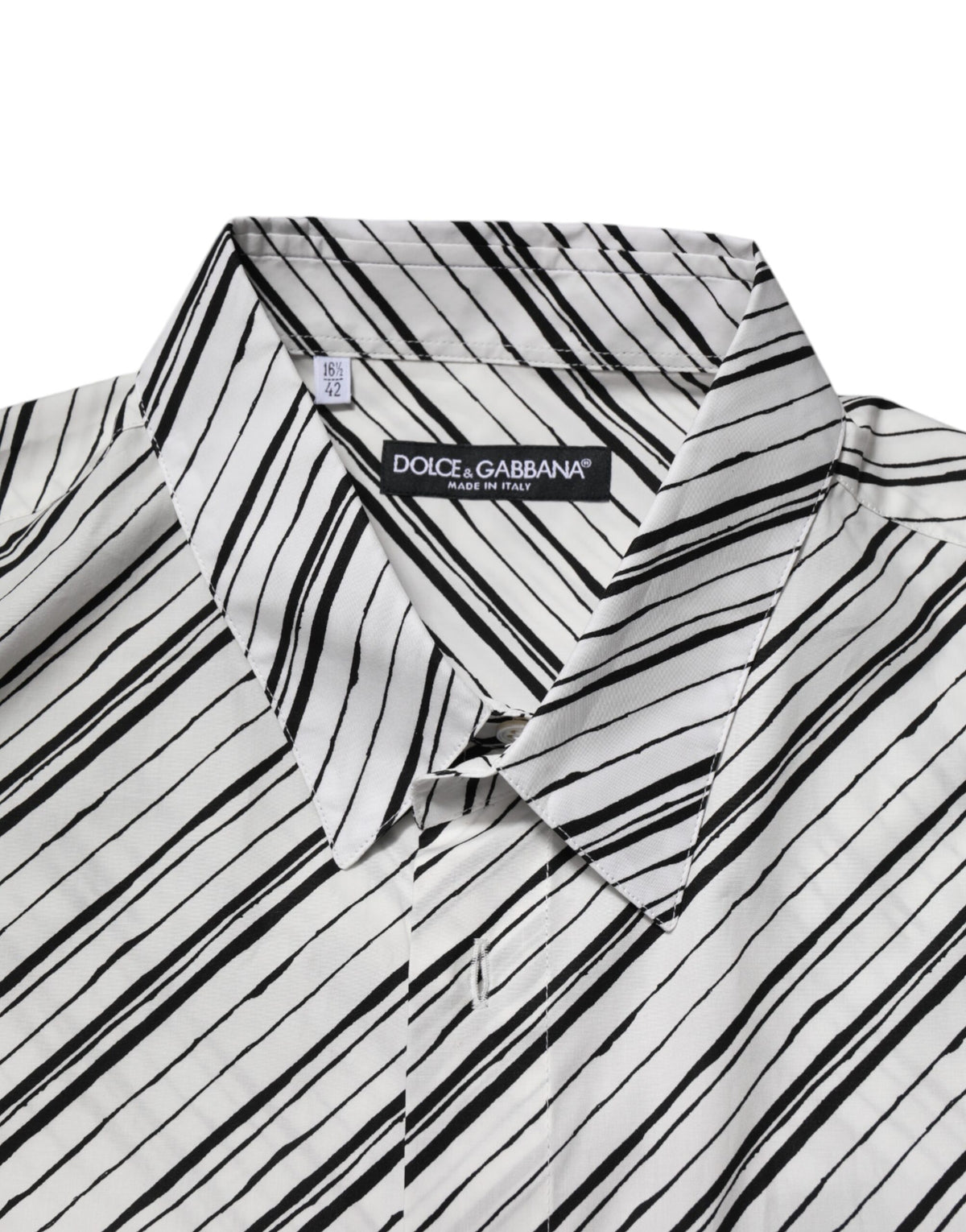 Dolce & Gabbana Men's Regular Fit Long-Sleeve Cotton Dress Shirt - Black White Striped