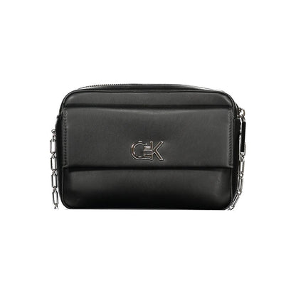 Calvin Klein Black Leather Effect Polyester Chain Shoulder Handbag
