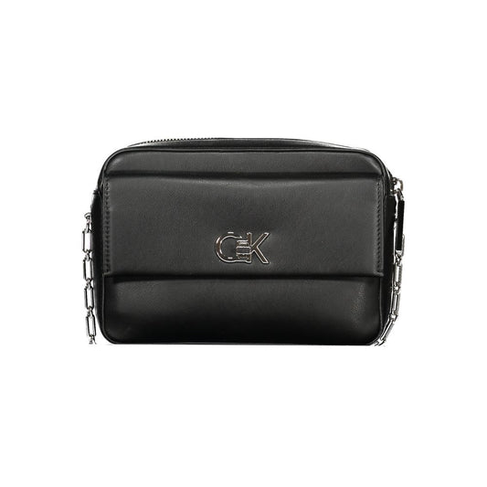 Calvin Klein Black Leather Effect Polyester Chain Shoulder Handbag