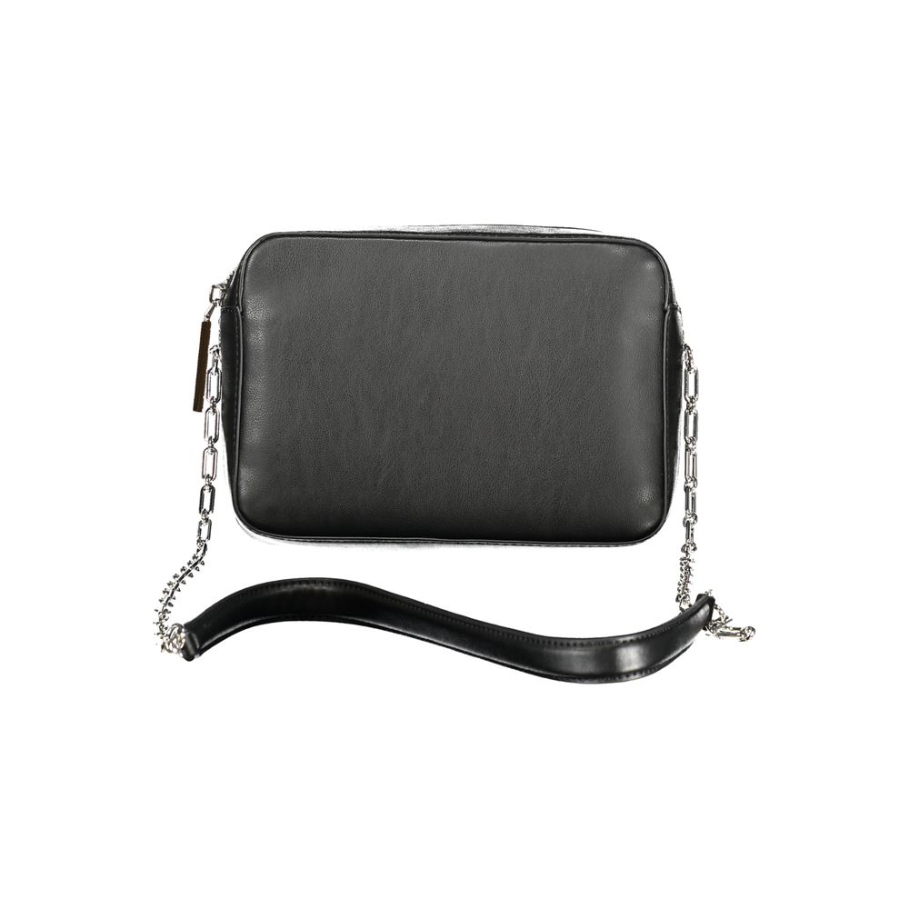 Calvin Klein Black Leather Effect Polyester Chain Shoulder Handbag