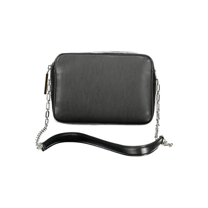 Calvin Klein Black Leather Effect Polyester Chain Shoulder Handbag