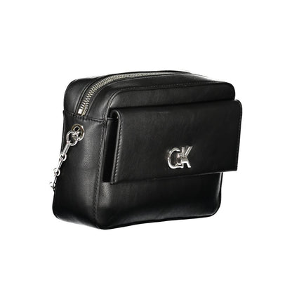Calvin Klein Black Leather Effect Polyester Chain Shoulder Handbag