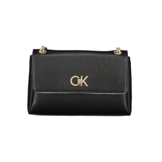 Calvin Klein Black Polyester Leather Effect Chain Shoulder Handbag