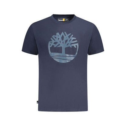 T-Shirt by Timberland for men in cotton blue & print features an edgy silhouette, meticulously detailed with a sophisticated short-sleeve and crew neckline for a truly edgy finish.