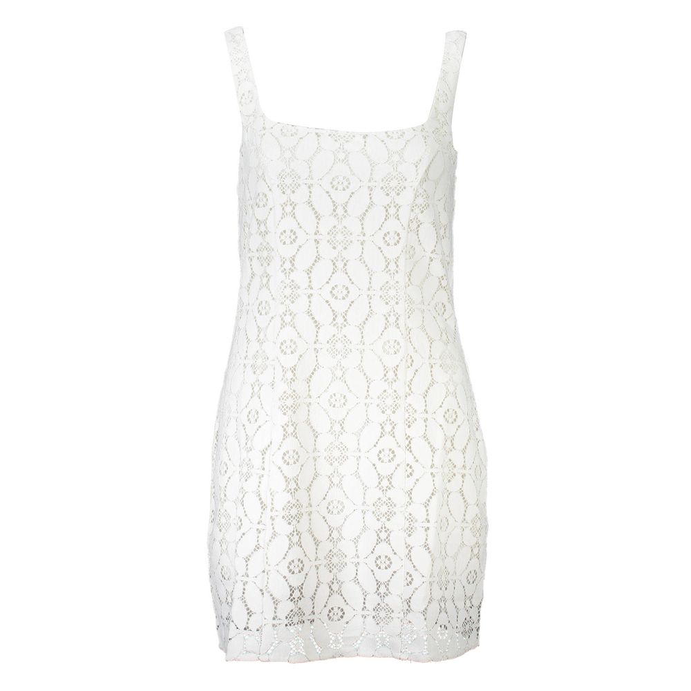 Desigual White Polyester Lace Mini Sheath Dress
