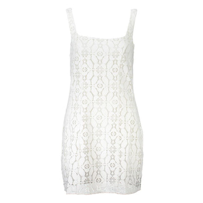 Desigual White Polyester Lace Mini Sheath Dress