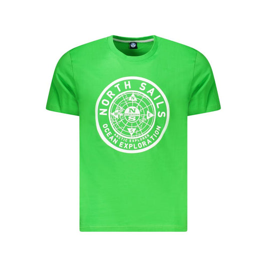 T-Shirt by North Sails for men in cotton green & print features an edgy silhouette, meticulously detailed with a sophisticated short-sleeve and crew neckline for a truly edgy finish.