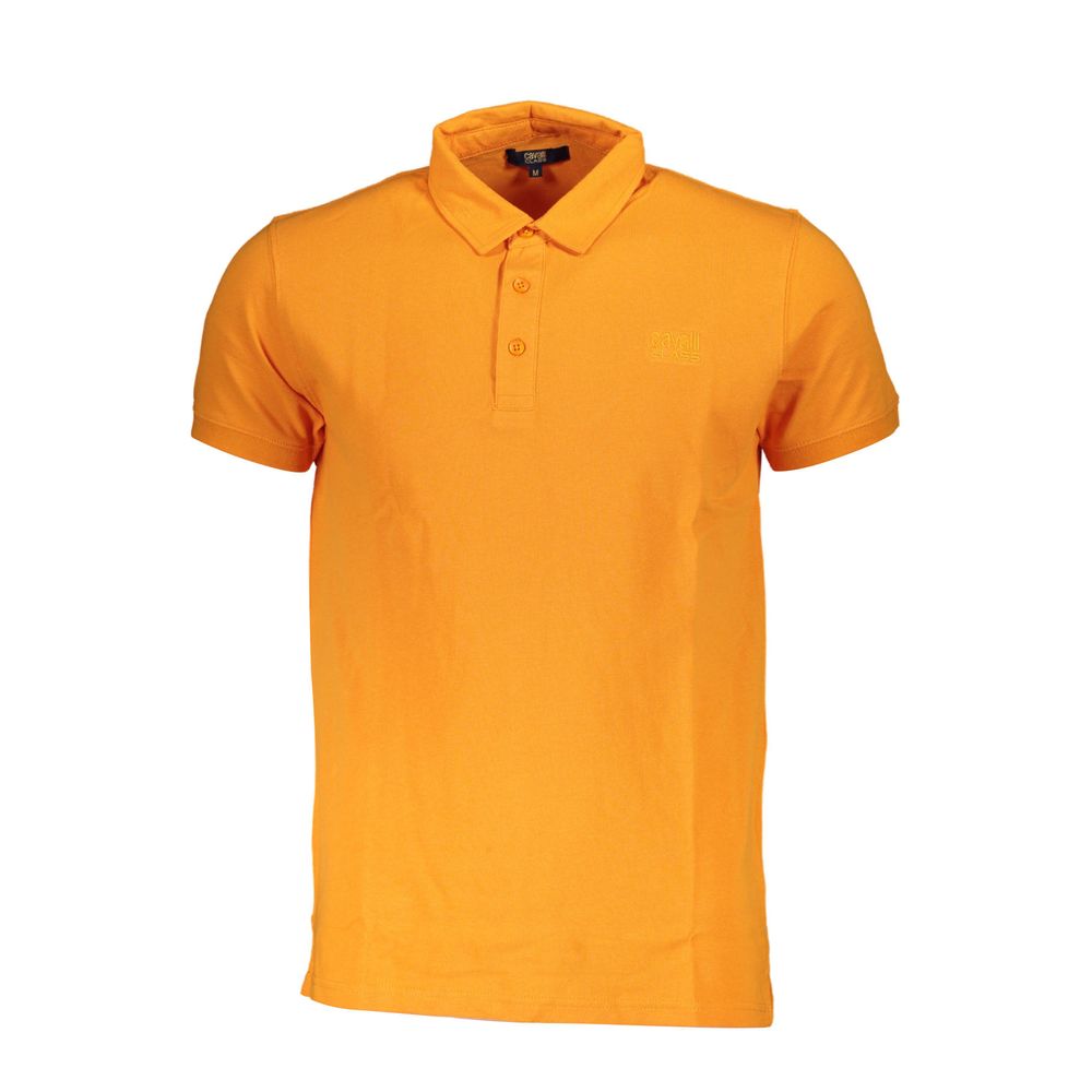 Polo Shirt by Cavalli Class for men in cotton orange & signature presents a sleek silhouette, featuring a refined and for a sleek finish.
