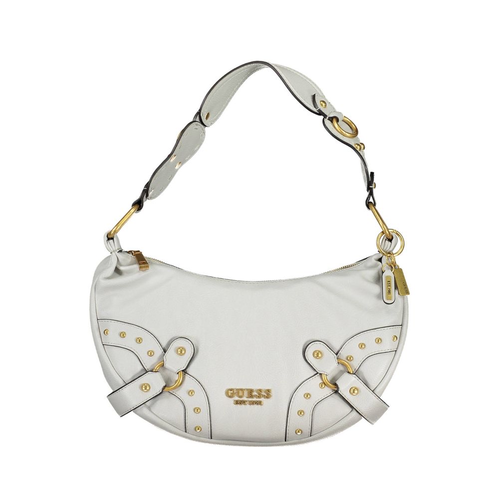 Shoulder Handbag by Guess Jeans for women in polyethylene brown & gray features a ornamental silhouette, showcasing a secure zipper, ample external-pockets, and ornamental shoulder-strap for a sophisticated look.