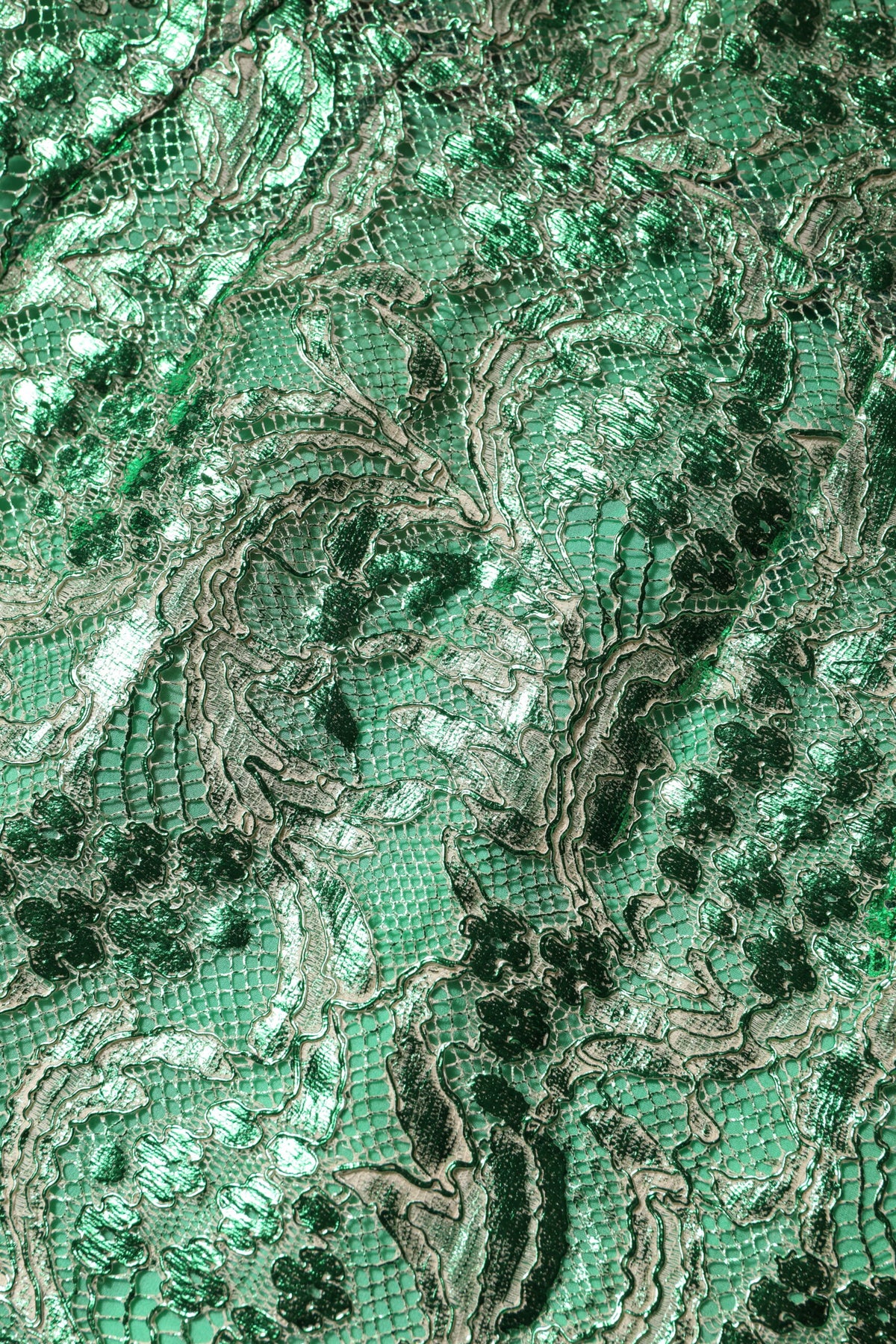 Dolce & Gabbana Women's Sheath Round Neck Cotton Silk Lace & Viscose Midi Dress - Green Floral