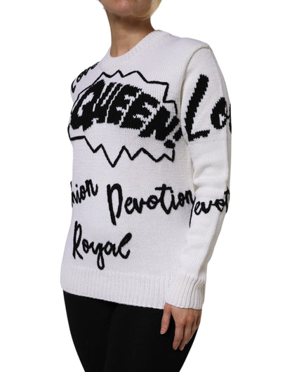 Dolce & Gabbana Women's Crew Neck Virgin Wool Sweater - Black White