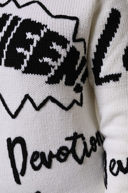 Dolce & Gabbana Women's Crew Neck Virgin Wool Sweater - Black White