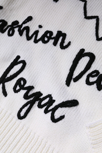 Dolce & Gabbana Women's Crew Neck Virgin Wool Sweater - Black White