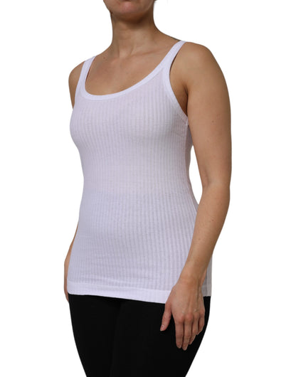 Dolce & Gabbana Women's Round Neck Stretch Cotton Tank Top - White