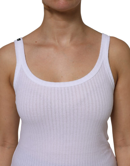Dolce & Gabbana Women's Round Neck Stretch Cotton Tank Top - White