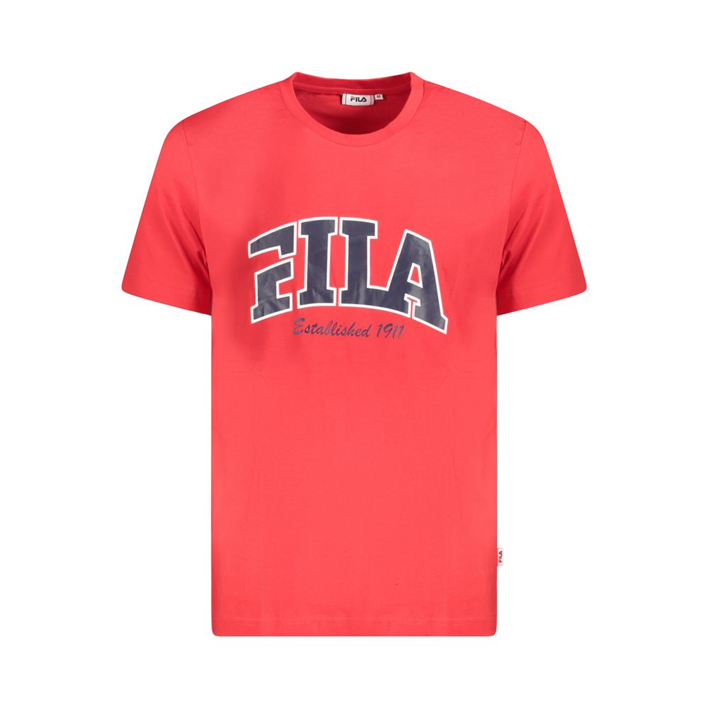 T-Shirt by Fila for men in cotton red & print features a plush silhouette, showcasing a sophisticated crew neckline and for a truly plush finish.