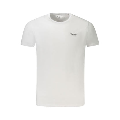 T-Shirt by Pepe Jeans for men in stretch cotton white & print showcases a dramatic silhouette, elegantly detailed with a dramatic crew neckline and short-sleeve for a truly dramatic finish.