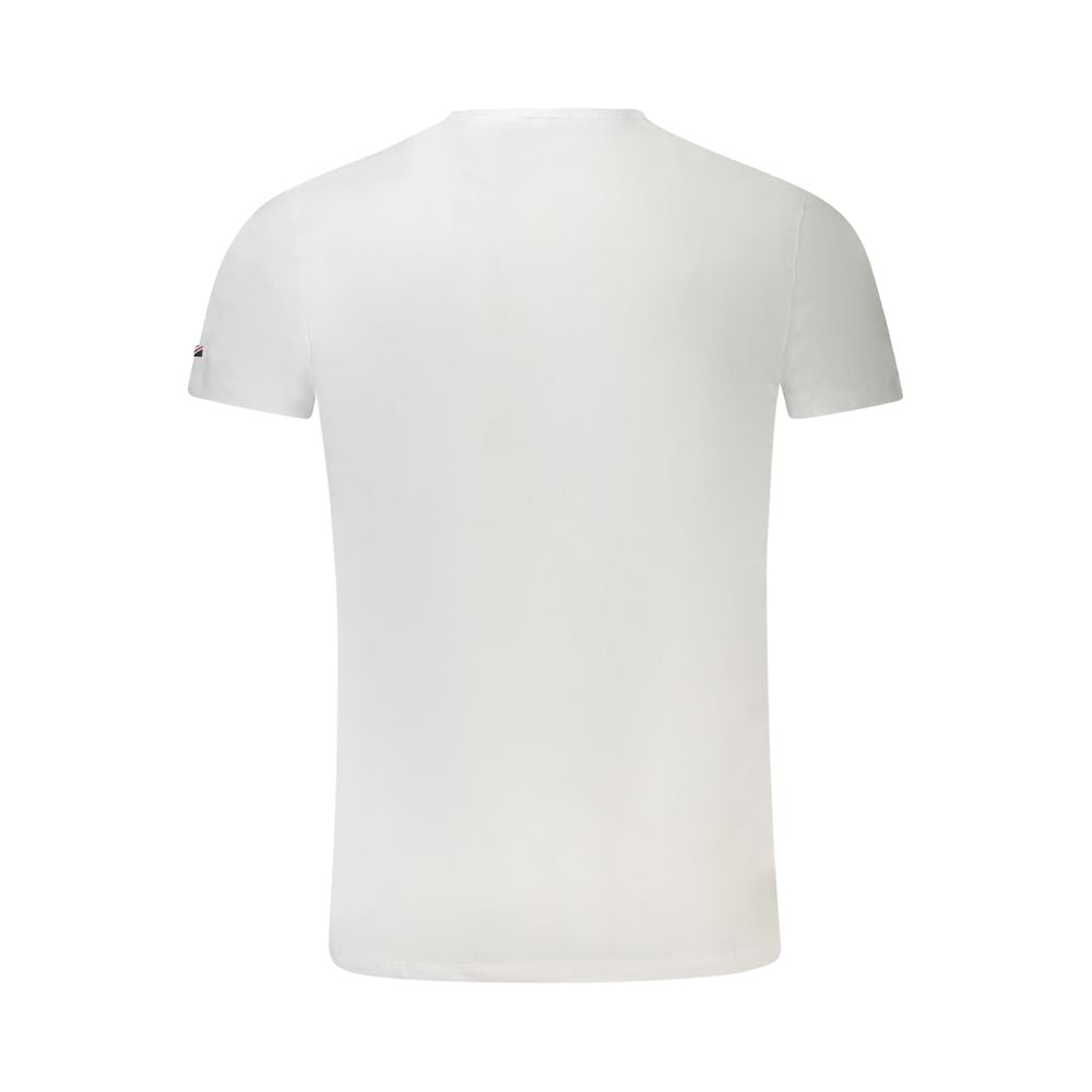T-Shirt by Pepe Jeans for men in stretch cotton white & print showcases a fashionable silhouette, elegantly detailed with a fashionable and crew neckline for a sophisticated, high-fashion look.