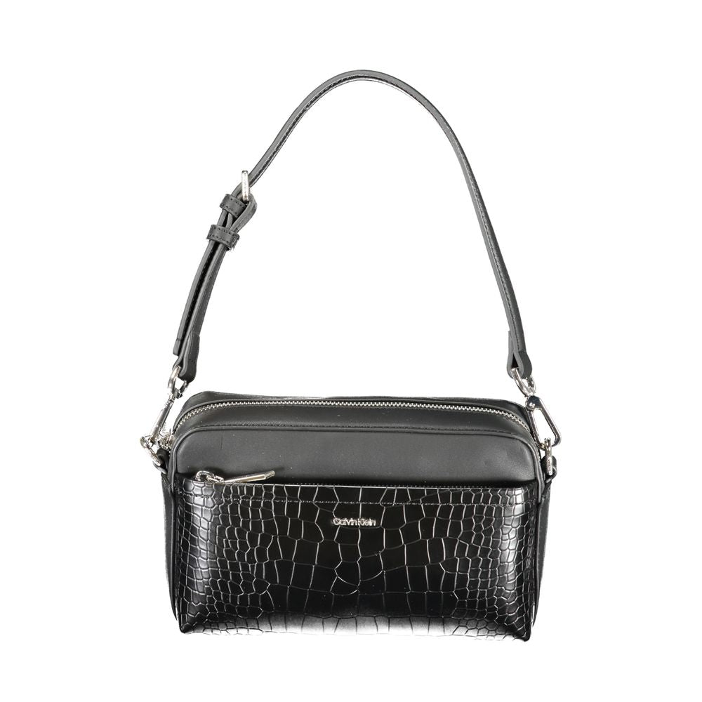 Calvin Klein Black Croc Leather Effect Polyester Shoulder Handbag