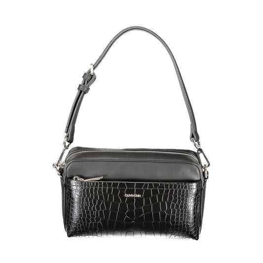 Calvin Klein Black Croc Leather Effect Polyester Shoulder Handbag