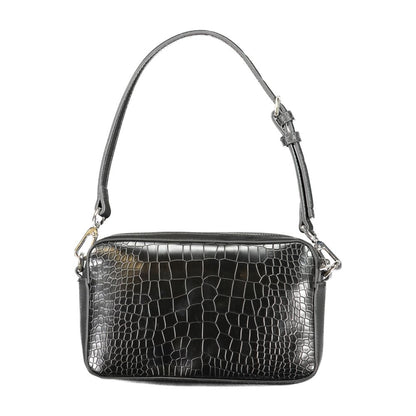 Calvin Klein Black Croc Leather Effect Polyester Shoulder Handbag