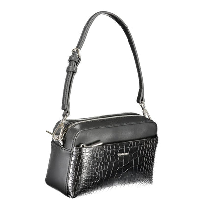 Calvin Klein Black Croc Leather Effect Polyester Shoulder Handbag
