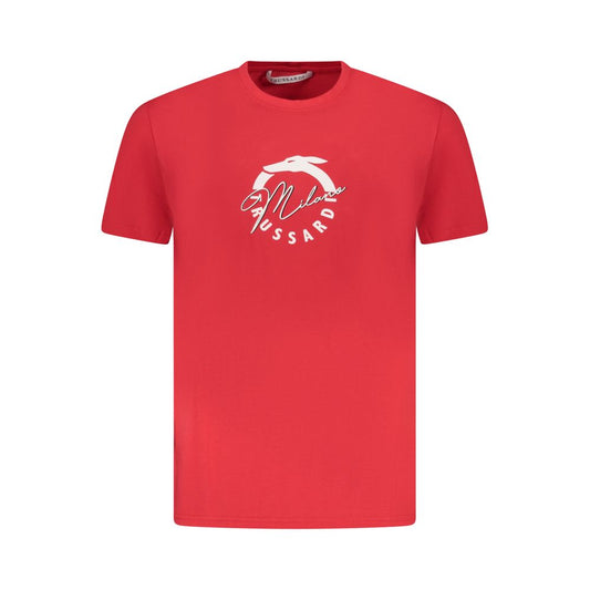 T-Shirt by Trussardi for men in cotton red & print showcases a unassuming silhouette, artfully detailed with a refined crew neckline and unassuming short-sleeve for a sophisticated, contemporary look.