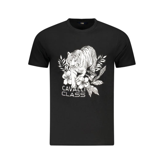 Cavalli Class Black Cotton Men T-Shirt