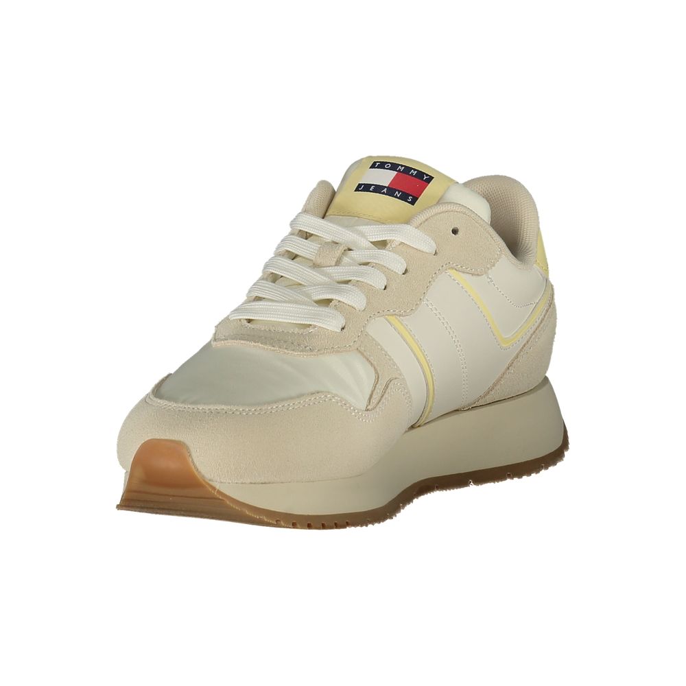 Athletic Sneakers Tommy Hilfiger women polyester polyethylene leather beige featuring a avant-garde Women's Athletic Polyester Polyethylene Leather Sneakers design with a avant-garde athletic style for a refined finish.