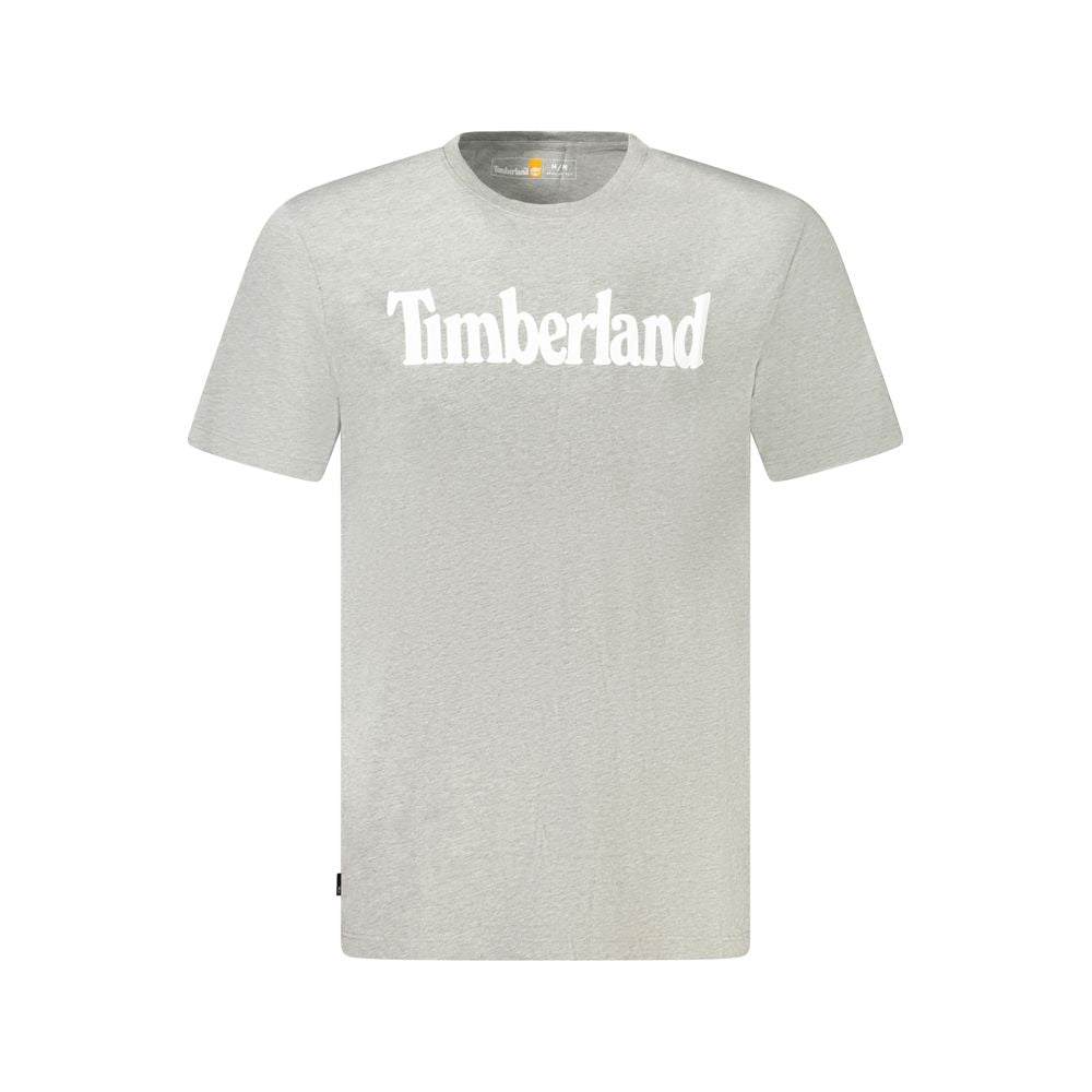 T-Shirt by Timberland for men in organic cotton brown, gray, signature & print features a plush silhouette, showcasing a sophisticated crew neckline and short-sleeve for a truly plush finish.
