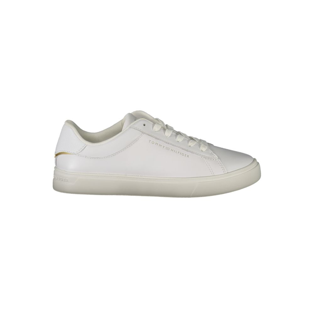 Sneakers by Tommy Hilfiger for women in polyester polyethylene leather white & signature features a sumptuous design, perfectly showcasing the sumptuous casual style of this Women's Casual Polyester Polyethylene Leather Sneakers.