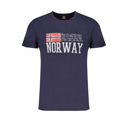 T-Shirt by Norway 1963 for men in cotton blue & print showcases a fashionable silhouette, elegantly detailed with a fashionable and crew neckline for a sophisticated, high-fashion look.