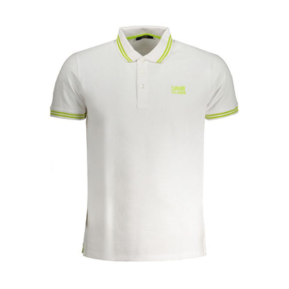 Polo Shirt by Cavalli Class for men in cotton white & signature presents a crisp silhouette, artfully detailed with a crisp and crisp .
