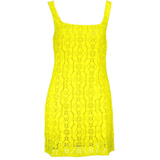 Desigual Yellow Polyester Lace Mini Sheath Dress