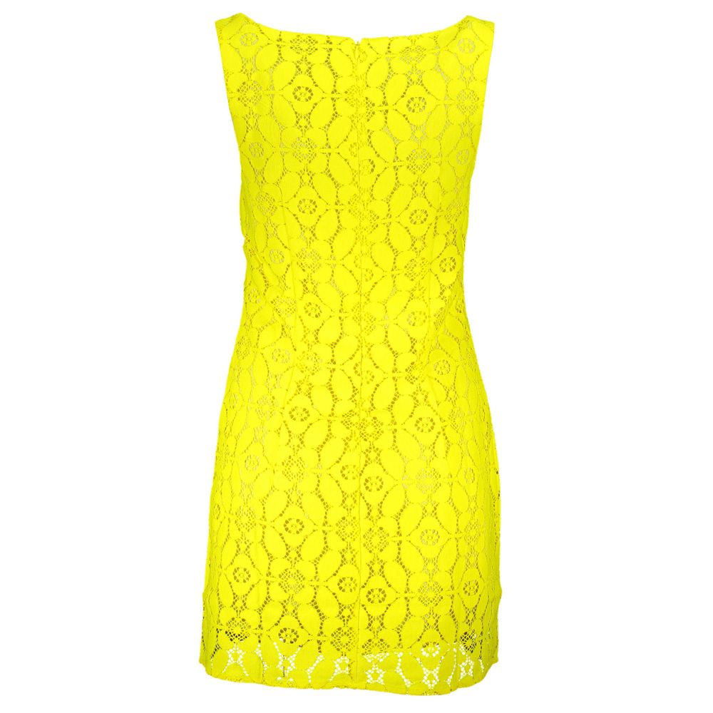 Desigual Yellow Polyester Lace Mini Sheath Dress