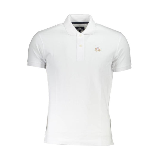 La Martina White Sophisticated Slim Fit Polo with Contrast Details