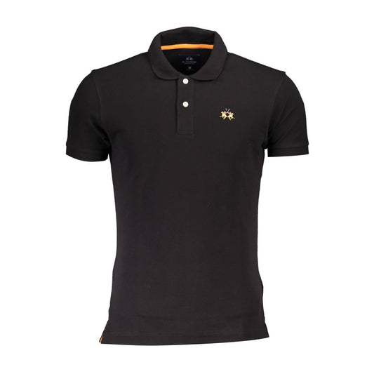La Martina Black Slim Fit Contrast Detail Polo
