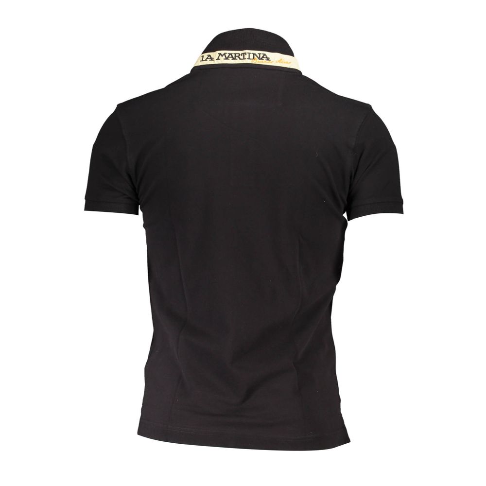 La Martina Black Slim Fit Contrast Detail Polo