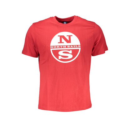 T-Shirt by North Sails for men in cotton red & print showcases a fashionable silhouette, elegantly detailed with a fashionable and crew neckline for a sophisticated, high-fashion look.