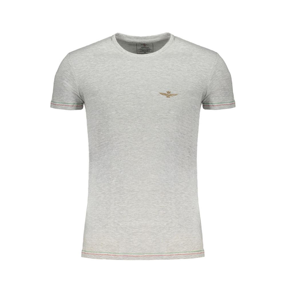 Aeronautica Militare Men's Crew Neck Stretch Cotton T-Shirt - Gray Print