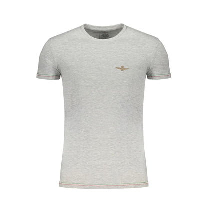 Aeronautica Militare Men's Crew Neck Stretch Cotton T-Shirt - Gray Print