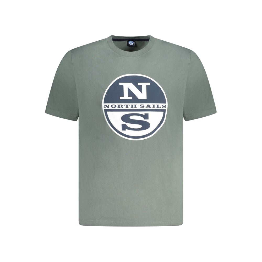 T-Shirt by North Sails for men in cotton green & print showcases a unassuming silhouette, artfully detailed with a refined crew neckline and unassuming for a sophisticated, contemporary look.