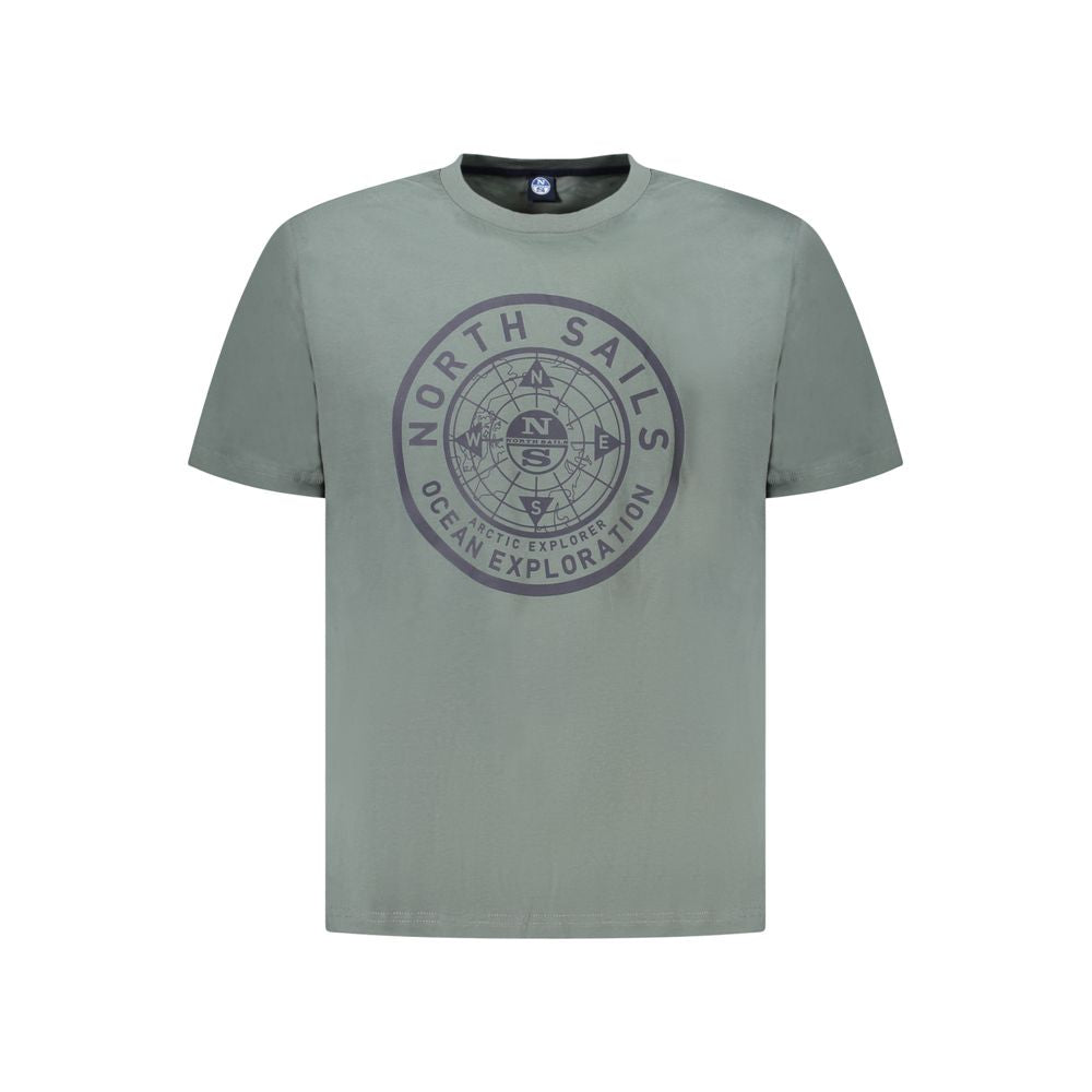 T-Shirt by North Sails for men in cotton green & print showcases a unassuming silhouette, artfully detailed with a refined crew neckline and unassuming for a sophisticated, contemporary look.